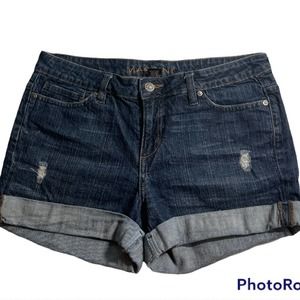 MASSINI Denim Shorts with Cuffed Hem - Size 8